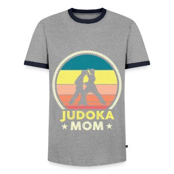 Judoka Mama - Männer Kontrast-T-Shirt - Grau/Navy  - Vorne - AI Model Female 172 light (172cm) & AI Model Male 178 light (178cm)