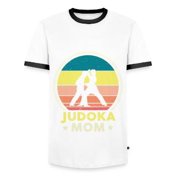 Judoka Mom - Men's Ringer Shirt - white/black - Front - AI Model Female 172 light (172cm) & AI Model Male 178 dark (178cm)