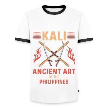 Kali Geschenk Eskrima - Männer Kontrast-T-Shirt - Weiß/Schwarz - Vorne - AI Model Female 172 light (172cm) & AI Model Male 178 dark (178cm)