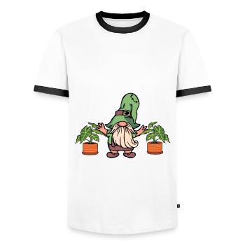 Garden Gnome Gnope - Men's Ringer Shirt - white/black - Front - AI Model Female 172 light (172cm) & AI Model Male 178 dark (178cm)