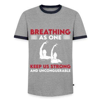 Synchronschwimmen Geschenk - Männer Kontrast-T-Shirt - Grau/Navy  - Vorne - AI Model Female 172 light (172cm) & AI Model Male 178 light (178cm)