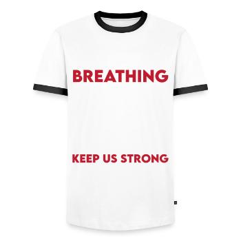 Synchronized Swimming Gift - Men's Ringer Shirt - white/black - Front - AI Model Female 172 light (172cm) & AI Model Male 178 dark (178cm)