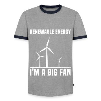 Erneuerbare Energie Windrad - Männer Kontrast-T-Shirt - Grau/Navy  - Vorne - AI Model Female 172 light (172cm) & AI Model Male 178 light (178cm)