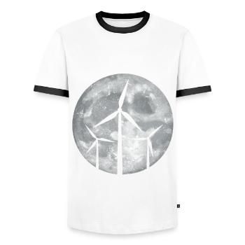 Wind turbine - Men's Ringer Shirt - white/black - Front - AI Model Female 172 light (172cm) & AI Model Male 178 dark (178cm)