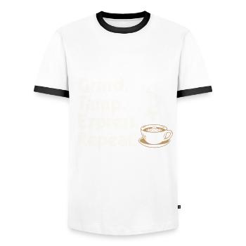 Barista - Men's Ringer Shirt - white/black - Front - AI Model Female 172 light (172cm) & AI Model Male 178 dark (178cm)