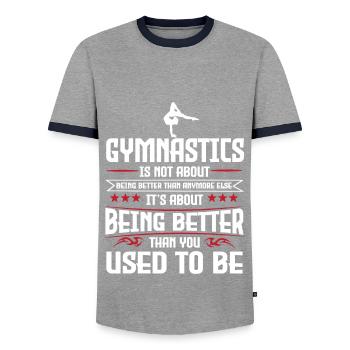 Gymnastics - Men's Ringer Shirt - grey/navy  - Front - AI Model Female 172 light (172cm) & AI Model Male 178 light (178cm)