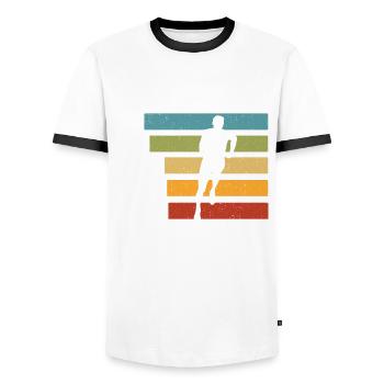 Ultra Running - Men's Ringer Shirt - white/black - Front - AI Model Female 172 light (172cm) & AI Model Male 178 dark (178cm)