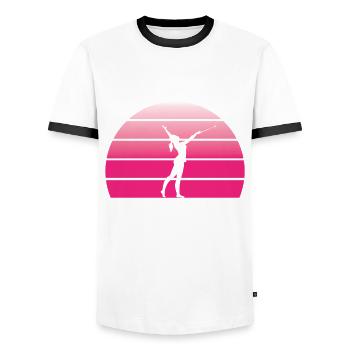 Majorette Silhouette - Men's Ringer Shirt - white/black - Front - AI Model Female 172 light (172cm) & AI Model Male 178 dark (178cm)