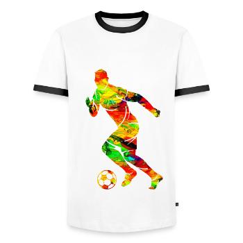 Footballeur - T-shirt contrasté Homme - blanc/noir - Devant - AI Model Female 172 light (172cm) & AI Model Male 178 dark (178cm)