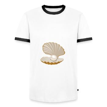 Muschel Flüsterer - Männer Kontrast-T-Shirt - Weiß/Schwarz - Vorne - AI Model Female 172 light (172cm) & AI Model Male 178 dark (178cm)