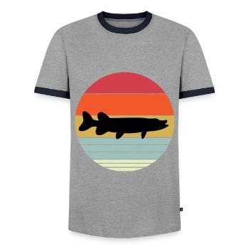 Hecht - Männer Kontrast-T-Shirt - Grau/Navy  - Vorne - AI Model Female 172 light (172cm) & AI Model Male 178 light (178cm)