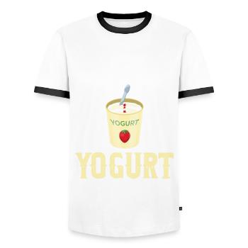 Joghurt Geschenk - Männer Kontrast-T-Shirt - Weiß/Schwarz - Vorne - AI Model Female 172 light (172cm) & AI Model Male 178 dark (178cm)
