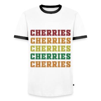 Cherries - Men's Ringer Shirt - white/black - Front - AI Model Female 172 light (172cm) & AI Model Male 178 dark (178cm)