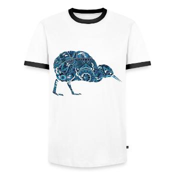 Kiwi Tribal Neuseeland - Männer Kontrast-T-Shirt - Weiß/Schwarz - Vorne - AI Model Female 172 light (172cm) & AI Model Male 178 dark (178cm)