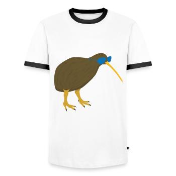 Kiwi Bird avec lunettes de soleil - T-shirt contrasté Homme - blanc/noir - Devant - AI Model Female 172 light (172cm) & AI Model Male 178 dark (178cm)