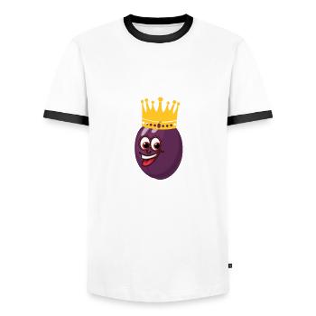 Plum Queen - Men's Ringer Shirt - white/black - Front - AI Model Female 172 light (172cm) & AI Model Male 178 dark (178cm)