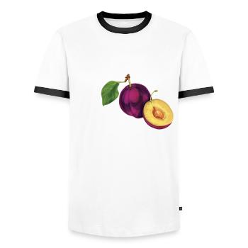 Dear plums - Men's Ringer Shirt - white/black - Front - AI Model Female 172 light (172cm) & AI Model Male 178 dark (178cm)