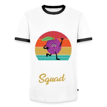 Plum Squad - Men's Ringer Shirt - white/black - Front - AI Model Female 172 light (172cm) & AI Model Male 178 dark (178cm)