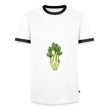 Celery Whisperer - Men's Ringer Shirt - white/black - Front - AI Model Female 172 light (172cm) & AI Model Male 178 dark (178cm)