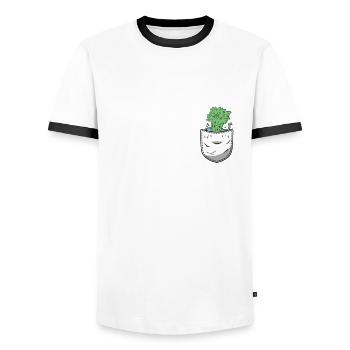 Celery Shirt Bag - Men's Ringer Shirt - white/black - Front - AI Model Female 172 light (172cm) & AI Model Male 178 dark (178cm)