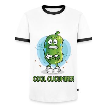 Concombre frais - T-shirt contrasté Homme - blanc/noir - Devant - AI Model Female 172 light (172cm) & AI Model Male 178 dark (178cm)