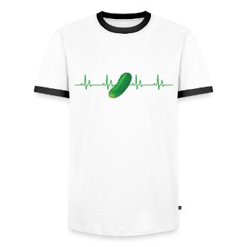 Cucumber Heartbeat T-Shirt - T-shirt contrasté Homme - blanc/noir - Devant - AI Model Female 172 light (172cm) & AI Model Male 178 dark (178cm)