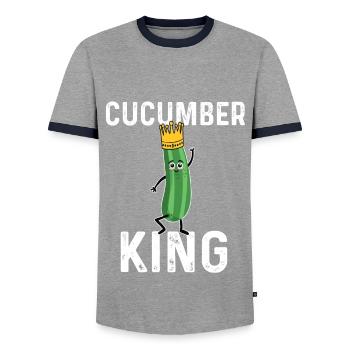 Gurken König - Männer Kontrast-T-Shirt - Grau/Navy  - Vorne - AI Model Female 172 light (172cm) & AI Model Male 178 light (178cm)