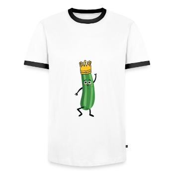 Reine du concombre - T-shirt contrasté Homme - blanc/noir - Devant - AI Model Female 172 light (172cm) & AI Model Male 178 dark (178cm)