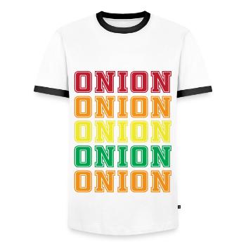 Onion - Men's Ringer Shirt - white/black - Front - AI Model Female 172 light (172cm) & AI Model Male 178 dark (178cm)