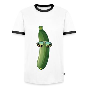 Zucchini Sonnenbrille - Männer Kontrast-T-Shirt - Weiß/Schwarz - Vorne - AI Model Female 172 light (172cm) & AI Model Male 178 dark (178cm)