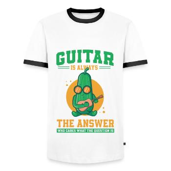 Zucchini Gitarrist - Männer Kontrast-T-Shirt - Weiß/Schwarz - Vorne - AI Model Female 172 light (172cm) & AI Model Male 178 dark (178cm)