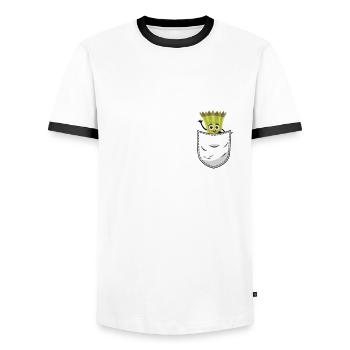 Asparagus Shirt - Men's Ringer Shirt - white/black - Front - AI Model Female 172 light (172cm) & AI Model Male 178 dark (178cm)
