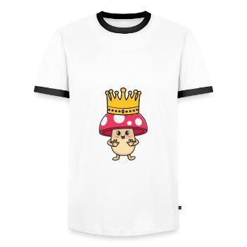 Reine des champignons - T-shirt contrasté Homme - blanc/noir - Devant - AI Model Female 172 light (172cm) & AI Model Male 178 dark (178cm)