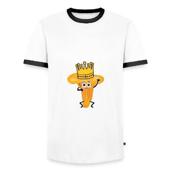 Chanterelle King - Men's Ringer Shirt - white/black - Front - AI Model Female 172 light (172cm) & AI Model Male 178 dark (178cm)