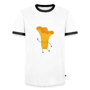 Cute chanterelle - Men's Ringer Shirt - white/black - Front - AI Model Female 172 light (172cm) & AI Model Male 178 dark (178cm)