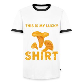 Chanterelle Lucky T-Shirt - Men's Ringer Shirt - white/black - Front - AI Model Female 172 light (172cm) & AI Model Male 178 dark (178cm)