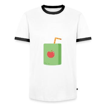 Chuchoteur de jus de pomme - T-shirt contrasté Homme - blanc/noir - Devant - AI Model Female 172 light (172cm) & AI Model Male 178 dark (178cm)