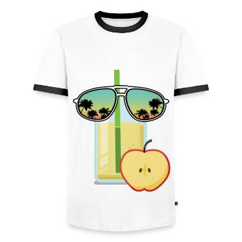 Jus de pomme avec lunettes de soleil - T-shirt contrasté Homme - blanc/noir - Devant - AI Model Female 172 light (172cm) & AI Model Male 178 dark (178cm)