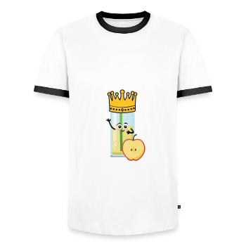 Jus de pomme Queen - T-shirt contrasté Homme - blanc/noir - Devant - AI Model Female 172 light (172cm) & AI Model Male 178 dark (178cm)