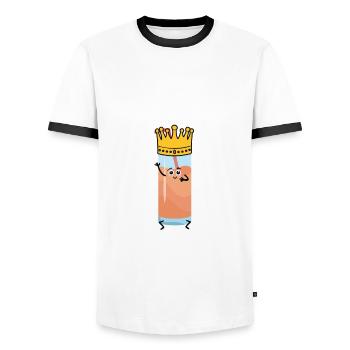 Jus d’orange King - T-shirt contrasté Homme - blanc/noir - Devant - AI Model Female 172 light (172cm) & AI Model Male 178 dark (178cm)