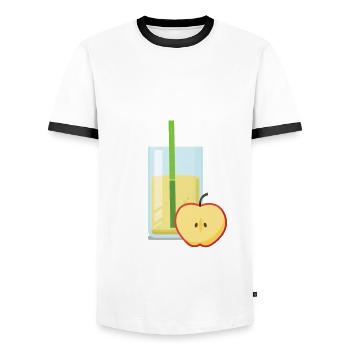 Jus de pomme - T-shirt contrasté Homme - blanc/noir - Devant - AI Model Female 172 light (172cm) & AI Model Male 178 dark (178cm)