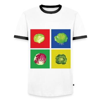 Chou - T-shirt contrasté Homme - blanc/noir - Devant - AI Model Female 172 light (172cm) & AI Model Male 178 dark (178cm)