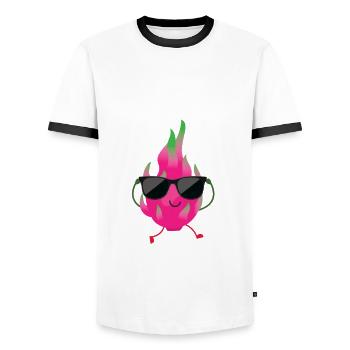 Cool dragon fruit - Men's Ringer Shirt - white/black - Front - AI Model Female 172 light (172cm) & AI Model Male 178 dark (178cm)