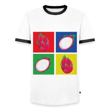 Dragon Fruit T-Shirt - Men's Ringer Shirt - white/black - Front - AI Model Female 172 light (172cm) & AI Model Male 178 dark (178cm)
