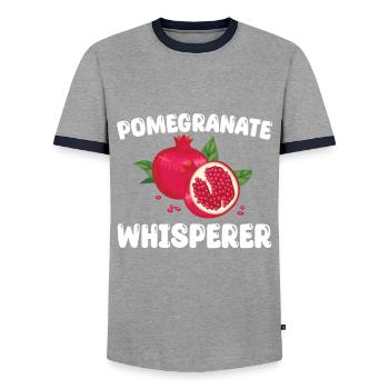 Pomegranate Whisperer - Men's Ringer Shirt - grey/navy  - Front - AI Model Female 172 light (172cm) & AI Model Male 178 light (178cm)
