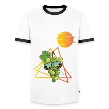 Raisins verts des années 80 - T-shirt contrasté Homme - blanc/noir - Devant - AI Model Female 172 light (172cm) & AI Model Male 178 dark (178cm)