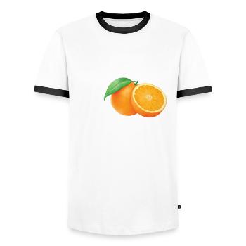 Dear Mandarins - Men's Ringer Shirt - white/black - Front - AI Model Female 172 light (172cm) & AI Model Male 178 dark (178cm)