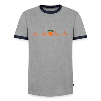 Mandarin Heartbeat - T-shirt contrasté Homme - gris/marine  - Devant - AI Model Female 172 light (172cm) & AI Model Male 178 light (178cm)