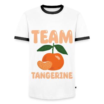 Team Mandarin - Men's Ringer Shirt - white/black - Front - AI Model Female 172 light (172cm) & AI Model Male 178 dark (178cm)