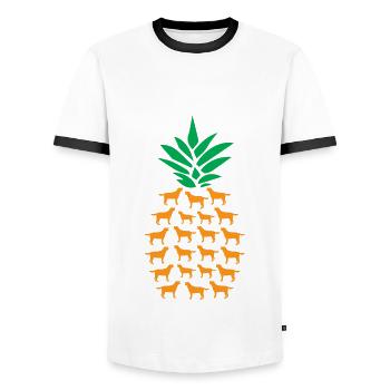 Pineapple Dogs - Men's Ringer Shirt - white/black - Front - AI Model Female 172 light (172cm) & AI Model Male 178 dark (178cm)